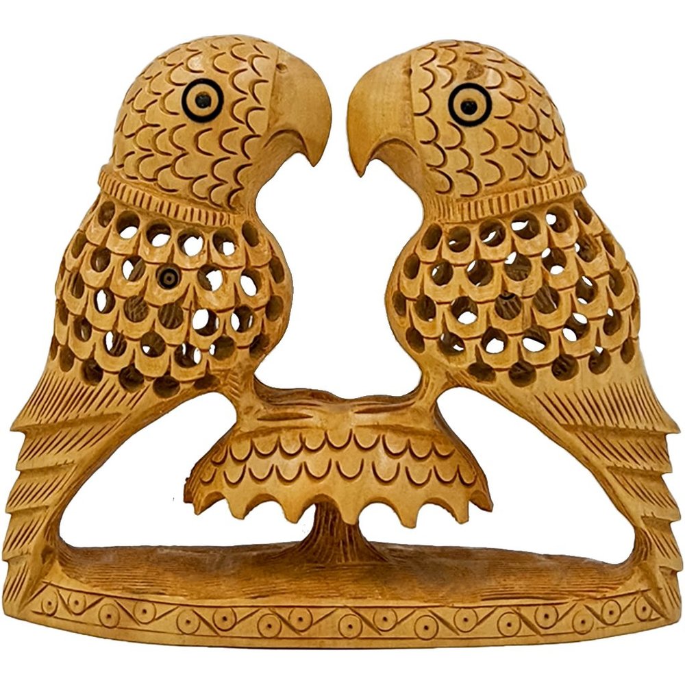 Handcrafted Wooden Parrot couple (5 inch)